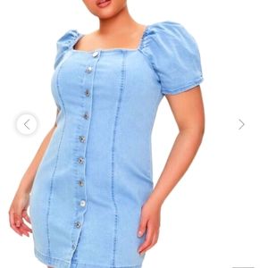 Plus Size Forever 21 Chambray Puff-Sleeve Dress